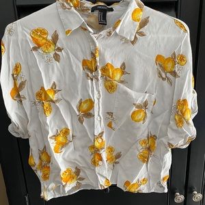 Cropped casual fruit print top